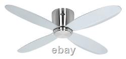 112cm 44 flush mount DC ceiling fan with remote CasaFan ECO PLANO II Chrome