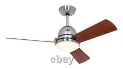 120 cm 47 Ceiling fan with Light Kit and Remote E27 Lamps Libeccio Chrome