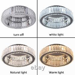 14.9Inch Dimmable Crystal Chandelier LED Ceiling Light Living Room Lamp Remote