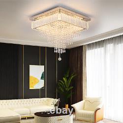 17.7in Crystal Chandelier Dimmable LED Ceiling Light Living Room Remote Control