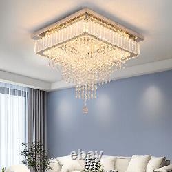 17.7in Crystal Chandelier Dimmable LED Ceiling Light Living Room Remote Control