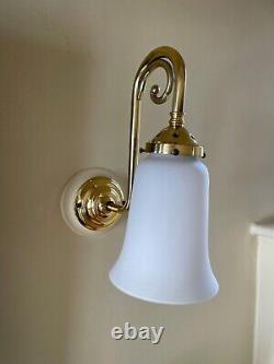 2 Wall Lights Traditional Polished Brass Indoor with glass shades