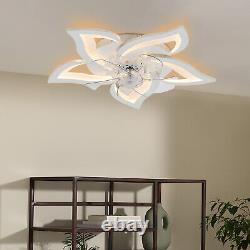27 Flower Shaped Ceiling Fan Light Flush Mounted Dimmable Lamp Bluetooth Remote