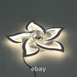 27 Flower Shaped Ceiling Fan Light Flush Mounted Dimmable Lamp Bluetooth Remote