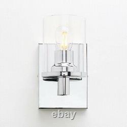 2x Vintage Industrial Wall Lamp Sconce Cylinder Clear Glass Shade Light Fixture