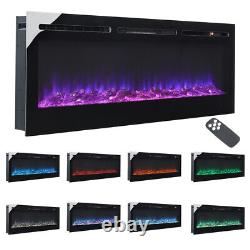 36/ 40/ 50/ 60 Inch Electric Wall Mounted Glass Fire Black Media Insert 12 Flame