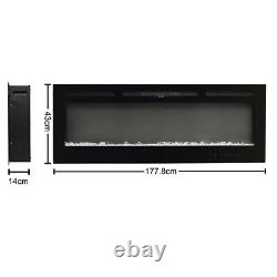 40/50/60/70/80/100'' Insert/ Wall Mounted LED Fireplace Wall Inset Into Fire NEW