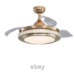 42 Chandelier Ceiling Fan With Light Remote Control Invisible Blade Retractable
