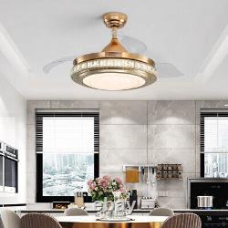 42 Chandelier Ceiling Fan With Light Remote Control Invisible Blade Retractable
