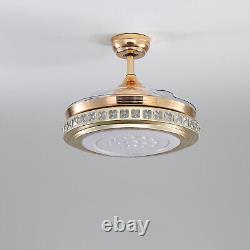 42 Invisible Clear Ceiling Fan with Chandelier Light Remote Control 3 Color LED