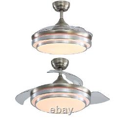 42 Transparent Invisible Blade Ceiling Fan Light Chandelier Lamp Remote Control