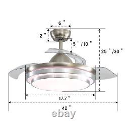 42 Transparent Invisible Blade Ceiling Fan Light Chandelier Lamp Remote Control