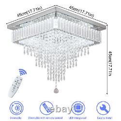 45cm Crystal Square Chandelier Dimmable LED Ceiling Light Living Room Bedroom UK