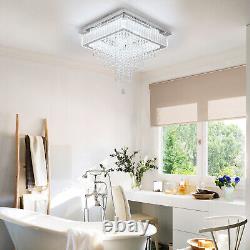 45cm Crystal Square Chandelier LED Ceiling Light Living Room Bedroom cool white