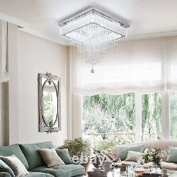 45cm Crystal Square Chandelier LED Ceiling Light Living Room Bedroom cool white