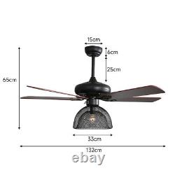 52''Ceiling Fan Light Chandelier Lampshade 5 Blades 3 Speed with Remote Control
