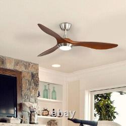 52 Ceiling Fan with 3 Colour LED Light Remote Control 6-Speed Wood Effect Blade