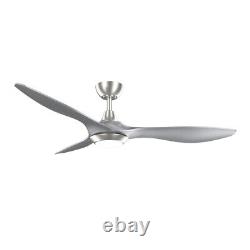 52 Ceiling Fans with Light LED Dimmable Fan Lamp 6 Speeds Remote Control Silver