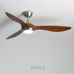 52 Large Wooden Blades Ceiling Fan with Light/Remote Control/3 Colour LED/Timer