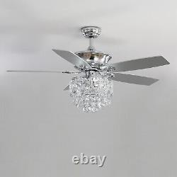 52 Luxury Chandelier Crystal Lamp Shade Ceiling Fan With Light Remote Control