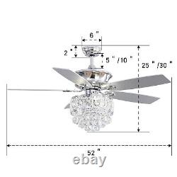52 Luxury Chandelier Crystal Lamp Shade Ceiling Fan With Light Remote Control