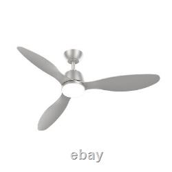 52 Metallic 3 Blades Ceiling Fan Light Remote Control 3 Colour LED 6 Wind Speed