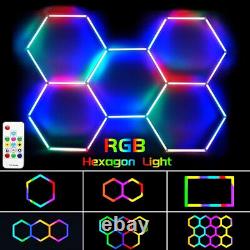 5x Hexagon RGB Lighting Car Detail Home Garage Workshop Retail Lighting Remote