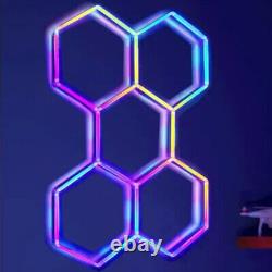 5x RGB Hexagon LED Garage Light Honeycomb Lights for Workshop Gym Gaming Room
