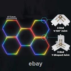 5x RGB Hexagon LED Garage Light Honeycomb Lights for Workshop Gym Gaming Room