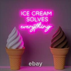 60cm Ice Cream Solves Everything Custom Neon Sign Restaurant Shop Salon Wall Art