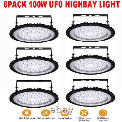 6Pack 100W LED High Bay Light Factory Industrial Warehouse Shop Lamps Gym Lights