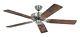 Brushed Chrome Ceiling fan without Lights Old Oak blades Classic Royal 132cm 52