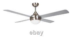 Ceiling fan with LED Lighting 52 132 cm Nickel Ceiling fan with Remote control