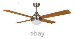 Ceiling fan with LED Lighting 52 132 cm Nickel Ceiling fan with Remote control