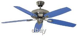 Ceiling fan without Lights Indoor Fan with Pull Cord 132 cm 52 Blue Fan Quiet
