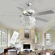 Chrome Finish 52 Inch 5 Blades Ceiling Fan Light with Crystal Shade Remote Control