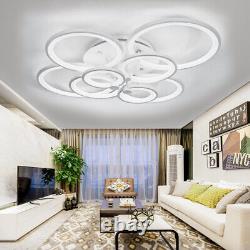 Cold White Surface Mounted Ceiling Lamp Geometric 8 Ring Chandelier Super Bright