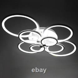 Cold White Surface Mounted Ceiling Lamp Geometric 8 Ring Chandelier Super Bright