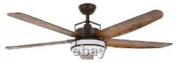 DC Ceiling fan with LED Light Louisville Bronze / Koa 62 Indoor fan with Remote
