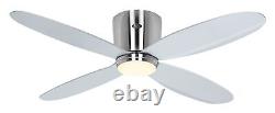 DC Ceiling fan with Remote Flush mount Ceiling Fan with LED Plano Chrome 44