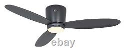DC Ceiling fan with Remote Flush mount Ceiling Fan with LED Plano Dark Grey 44