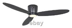 DC Ceiling fan with Remote Flush mount Ceiling Fan with LED Plano Dark grey 52
