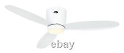 DC Ceiling fan with Remote Flush mount Ceiling Fan with LED Plano White 44