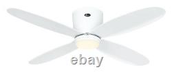 DC Ceiling fan with Remote Flush mount Ceiling Fan with LED Plano White 44