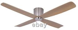 DC ceiling fan with remote Flush mount fan Fraser Chrome & Teak 132 cm 52
