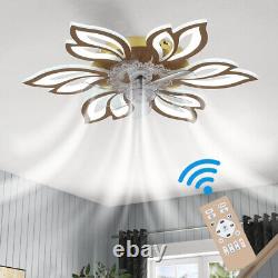 Dimmable Ceiling Fan Lights LED Lamp Flower Lighting With Bluetooth Remote Control