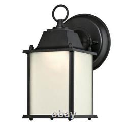 Dimmable LED Outdoor Wall Light Fitting BLACK LANTERN with Frosted Opal Glass
