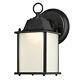 Dimmable LED Outdoor Wall Light Fitting BLACK LANTERN with Frosted Opal Glass