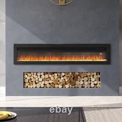 Electric Fireplace 50/60/70in Fire Flame Stand Insert Wall Mounted Heater 9Color