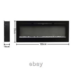 Electric Fireplace Wall Mounted LED Flame Log Effect Heater Fire Remote Control